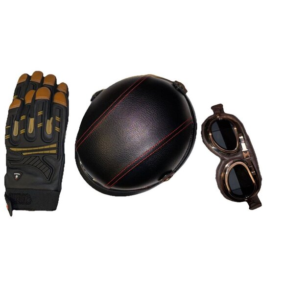 BUNDLE Yesmotor Helmet Large 1/2 Face Quick Release DOT approved Goggles Gloves - Picture 1 of 11